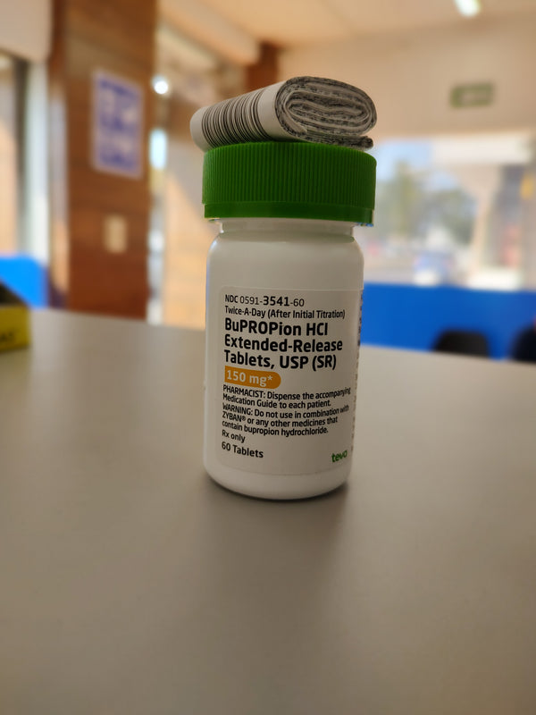 BuPROPion HCI Extended-Release, USP (SR), 60 tabletas, 150 mg, TEVA