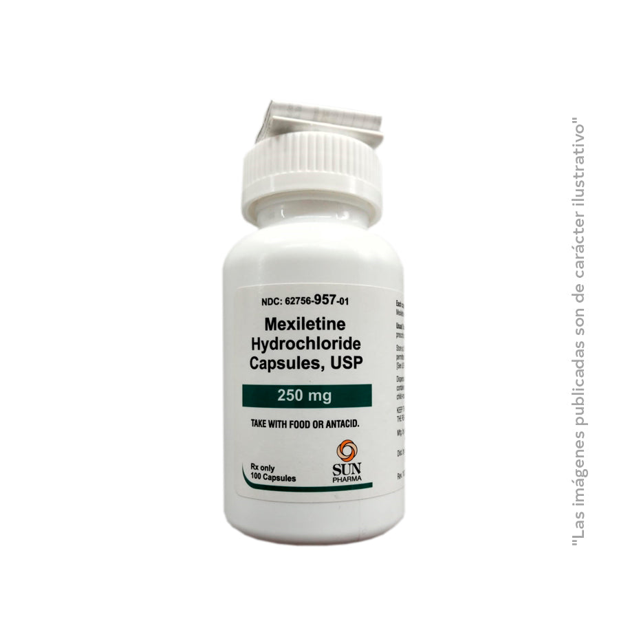 Mexiletine Hydrochloride, 100 capsules, UPS, 250 mg, SUN PHARMA.