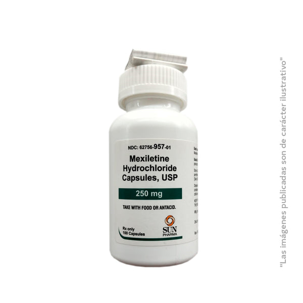 Mexiletine Hydrochloride, 100 capsules, UPS, 250 mg, SUN PHARMA.