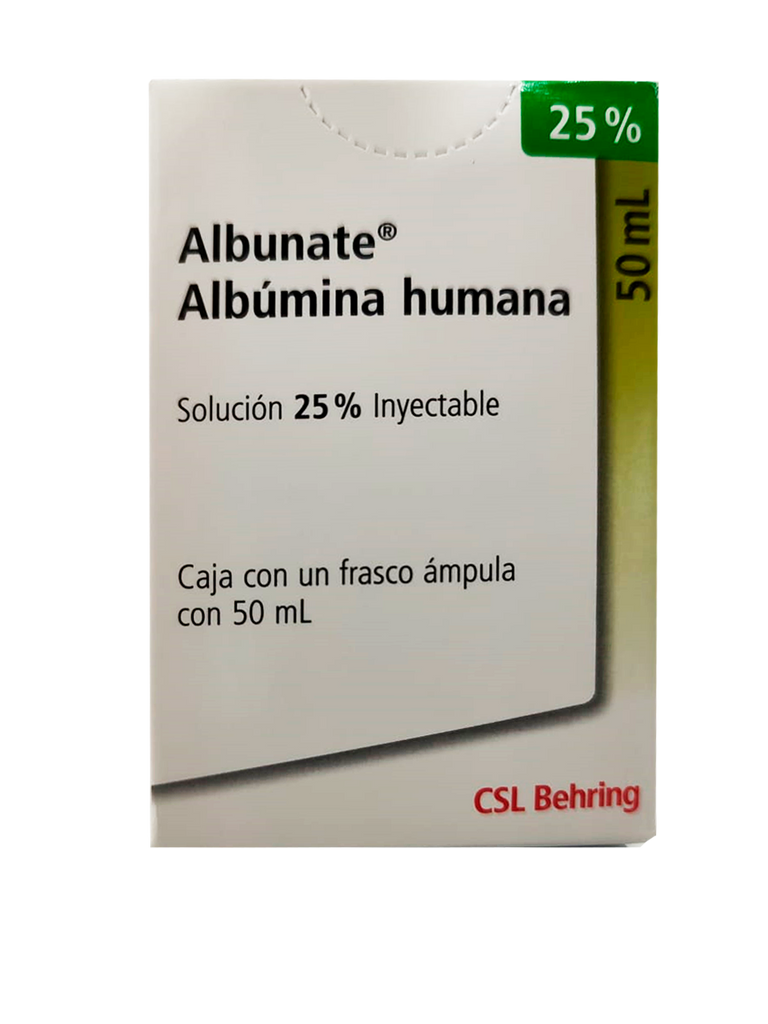 ALBUNATE, ALBUMINA HUMANA 25% 50 mL Solución Inyectable, CSL Behring.